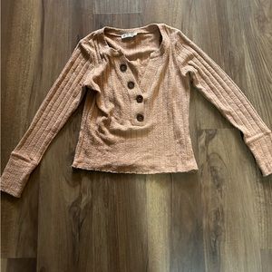We The Free Tan Cropped Sweater